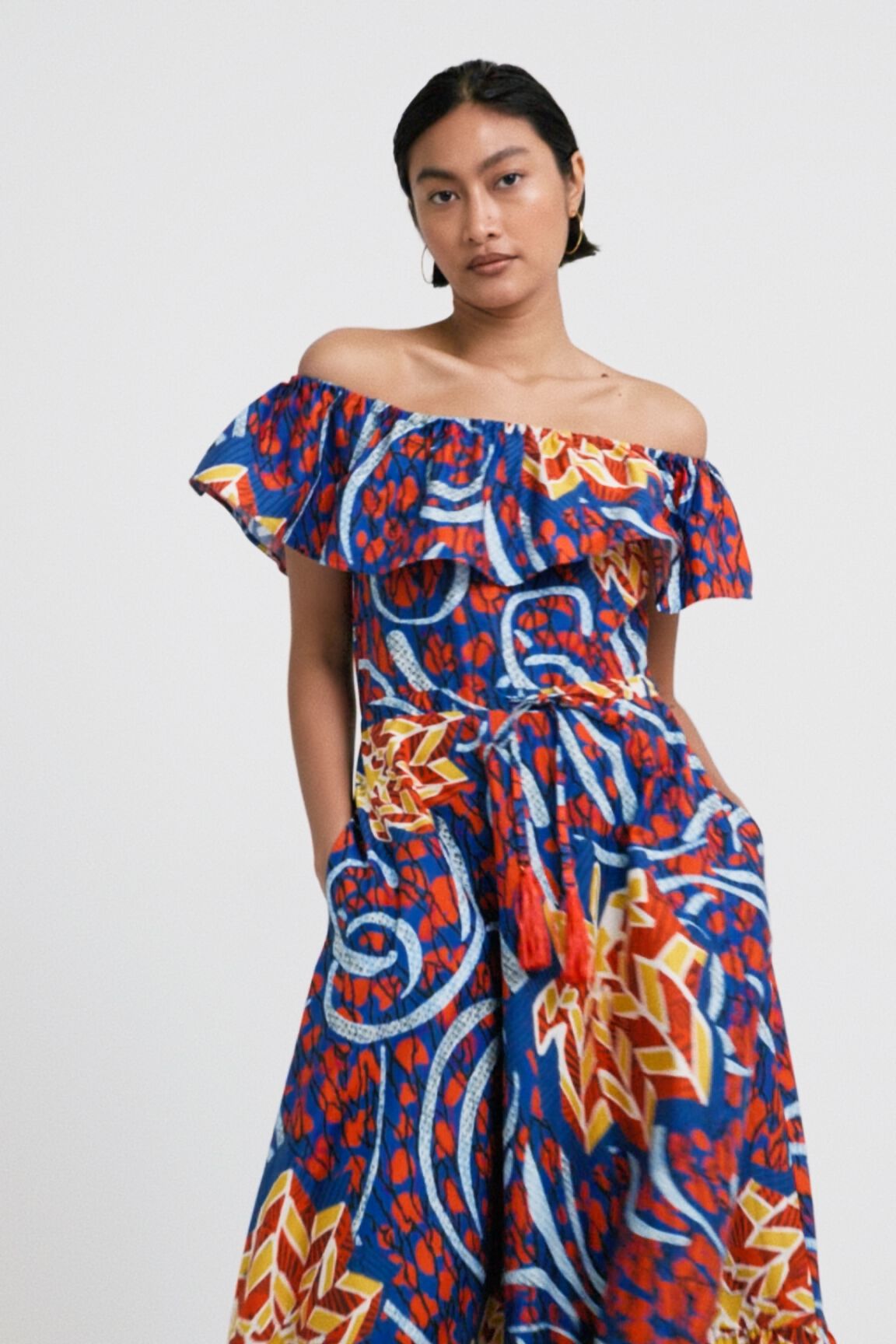Stella Jean ruffled midi dress Desigual