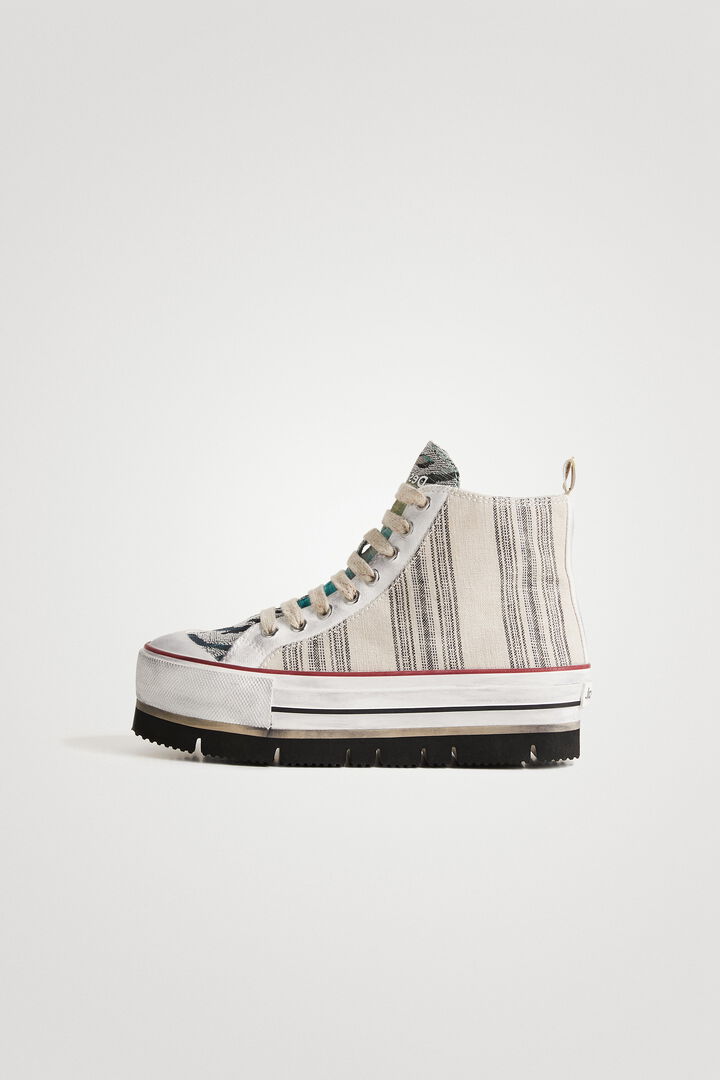 Striped high-top platform sneakers | Desigual