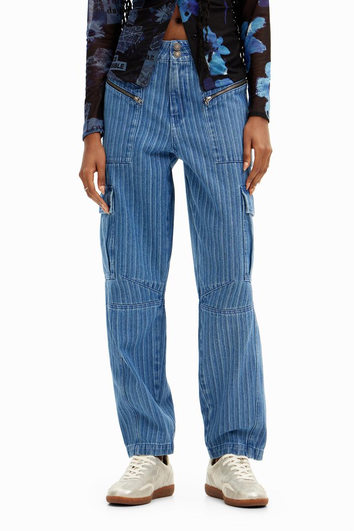 Gestreifte Denim-Cargohose | Desigual