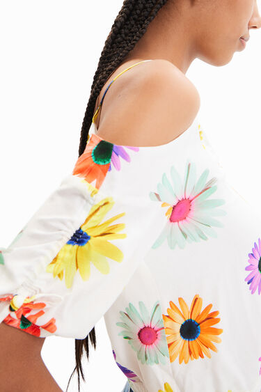 Blusa corta fruncido flores | Desigual