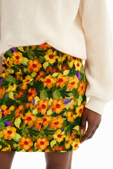 Slim floral mini skirt | Desigual