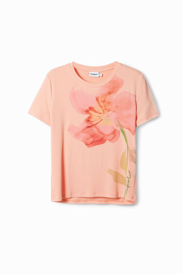 Short-sleeved T-shirt with large flower. | Desigual