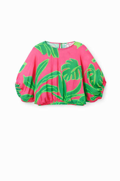 Blusa corta sbuffo tropicale