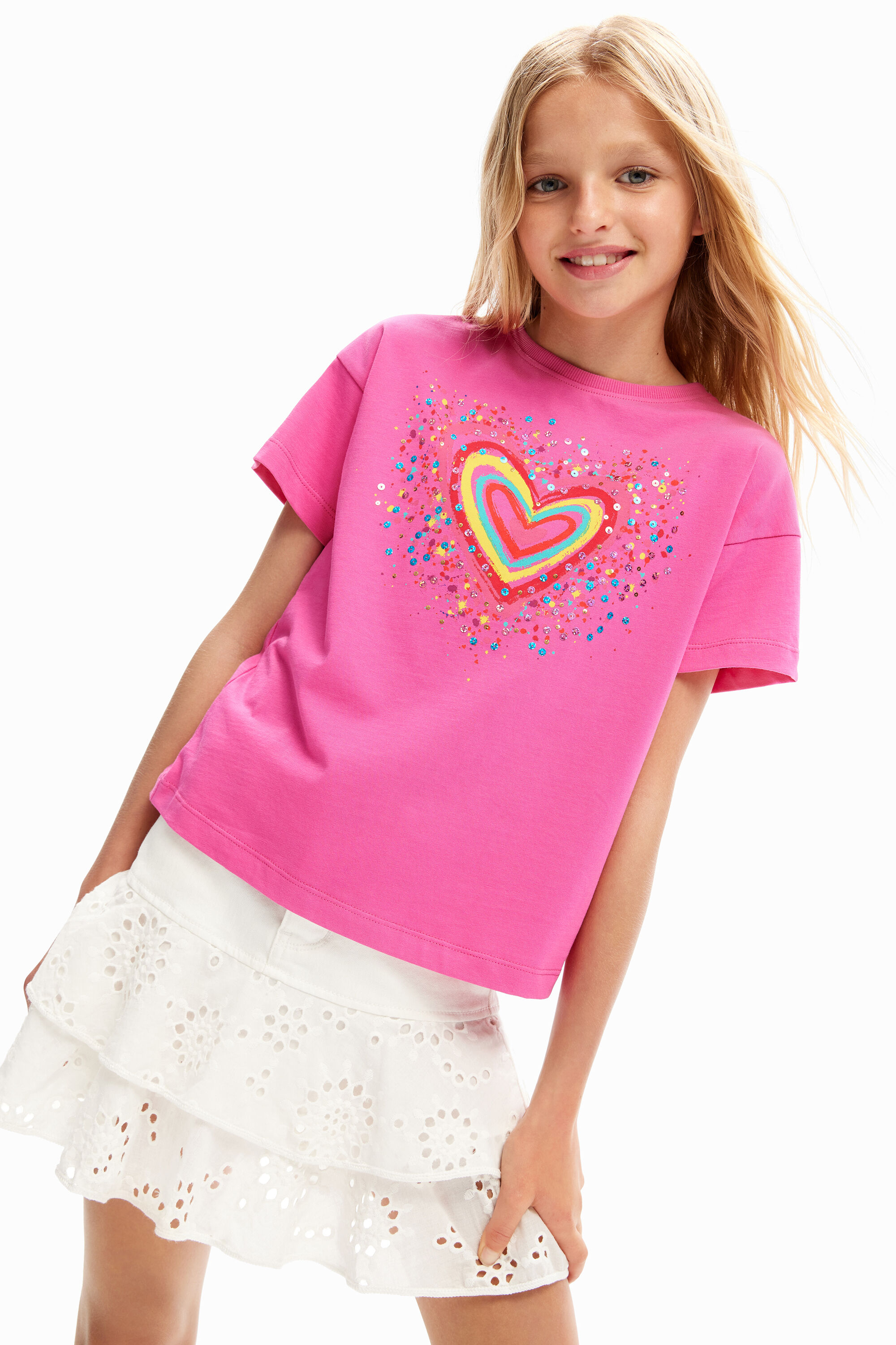 Desigual Sequinned heart t-shirt