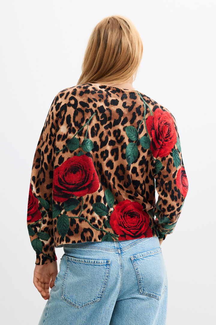 chunky knit animal print sweater