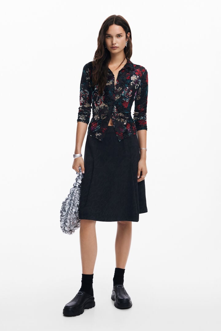 T-shirt van tule met bloemenprint | Desigual
