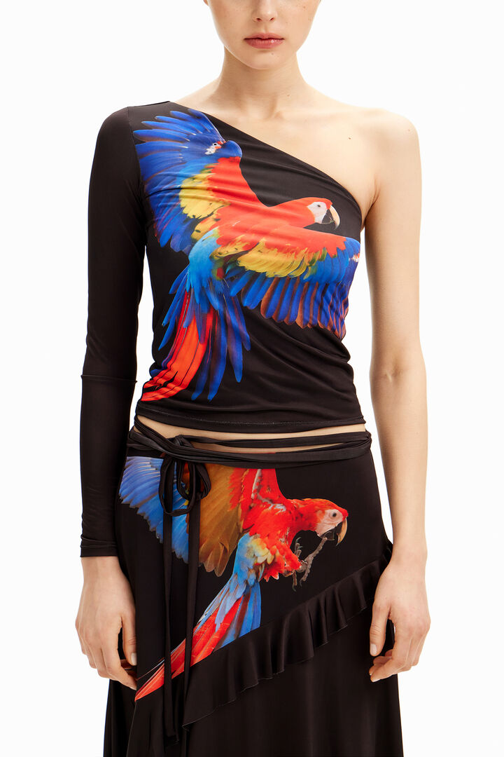 Tyler McGillivary asymmetrical parrot T-shirt | Desigual