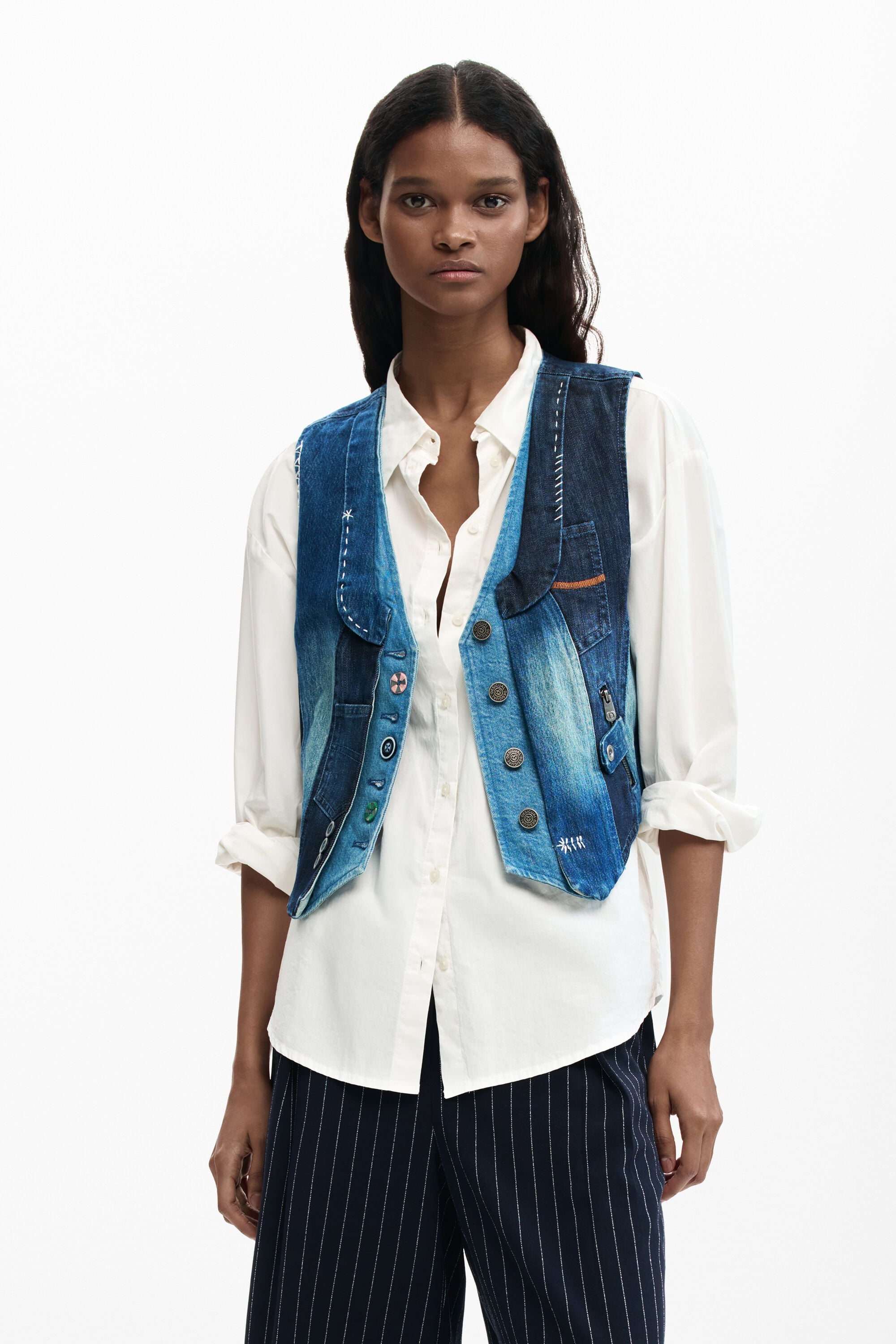 Chaleco denim patchwork - BLUE - M