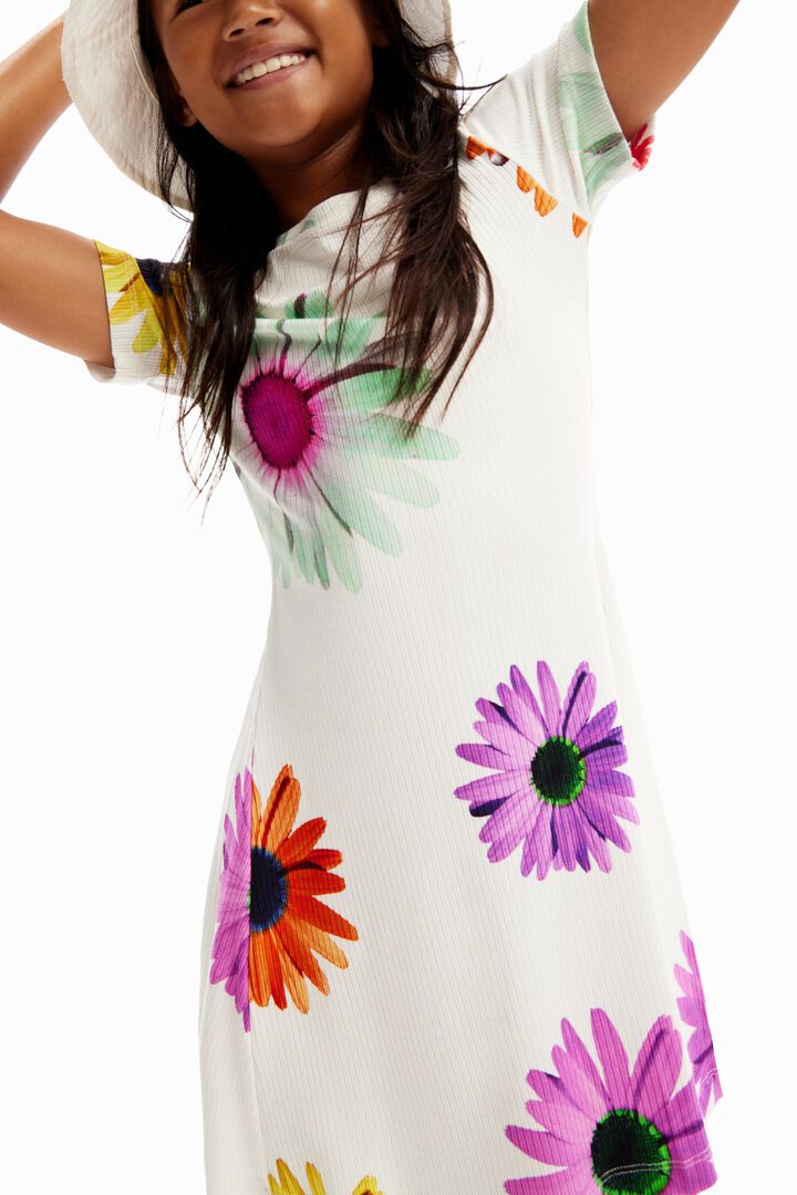 Short ribbed daisy dress | Desigual