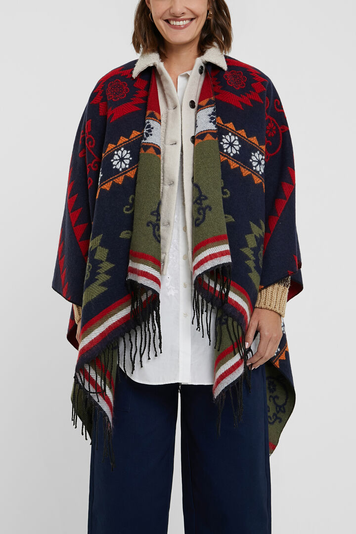 Poncho rettangolare fregi etnici | Desigual