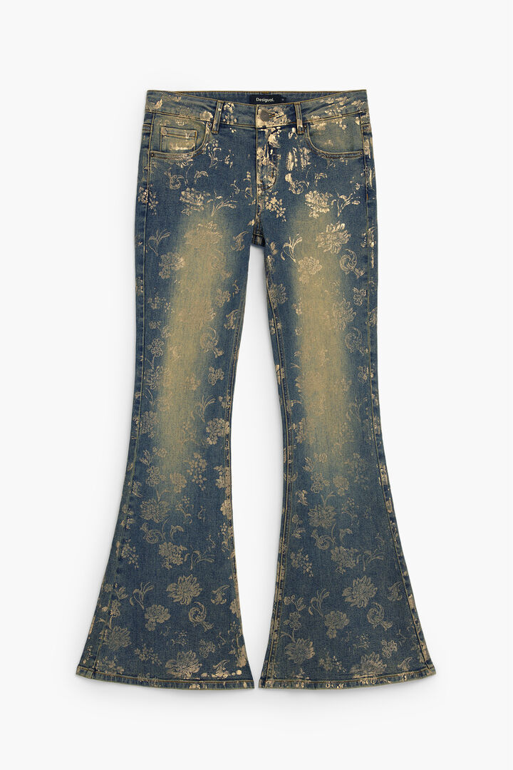 Pantalon jean flare effet brillant
