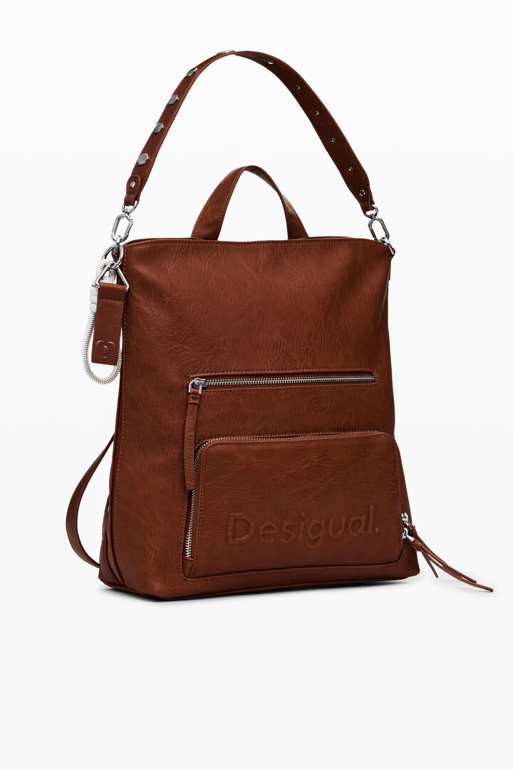 Mochila logo efecto piel mediana | Desigual
