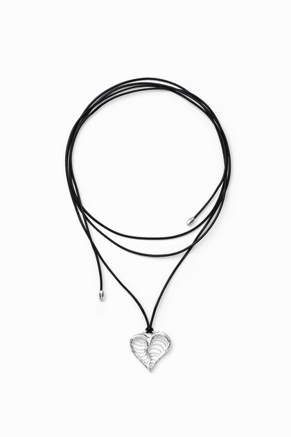 Zalio cord silver-plated heart pendant