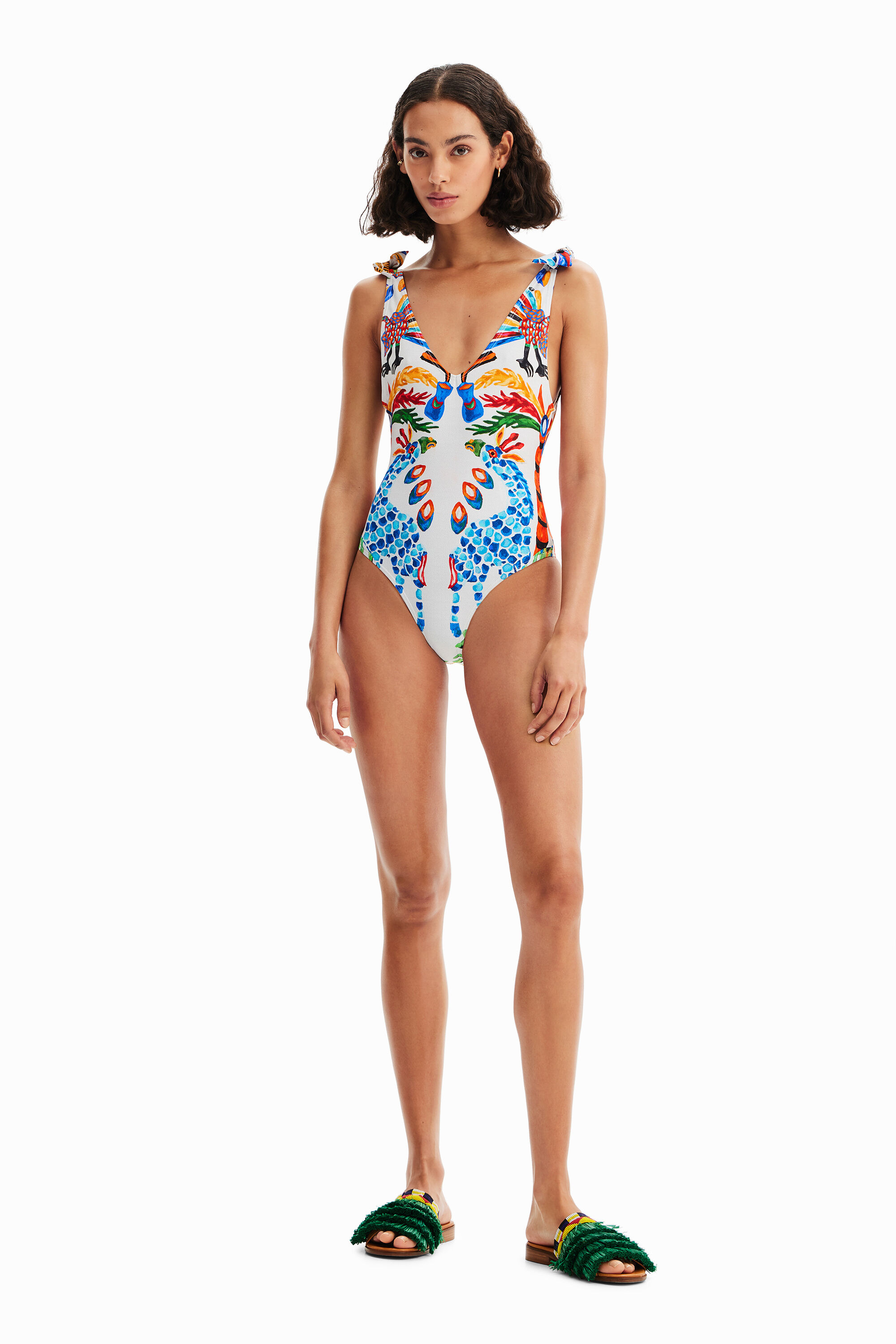 Badeanzug zum Binden Stella Jean WHITE S  - Onlineshop Desigual