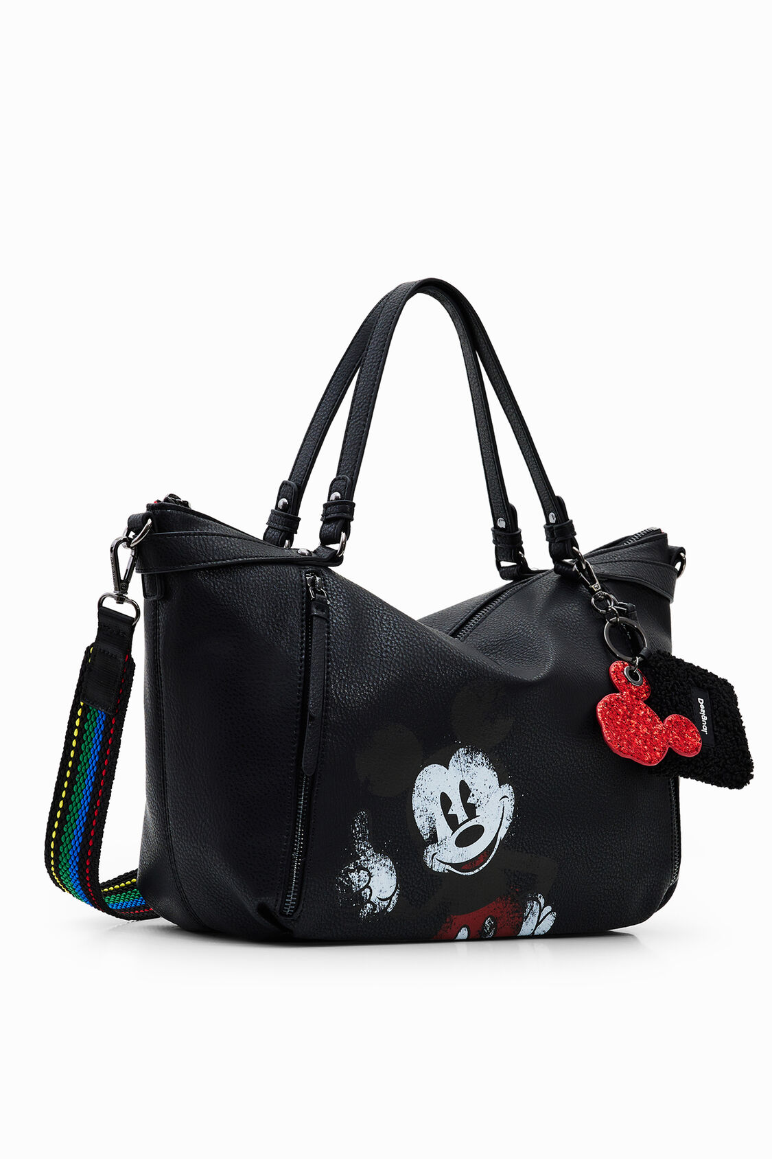 Große Damen Shopping Bag Tasche mit Fronttasche, Disney Mickey Mouse