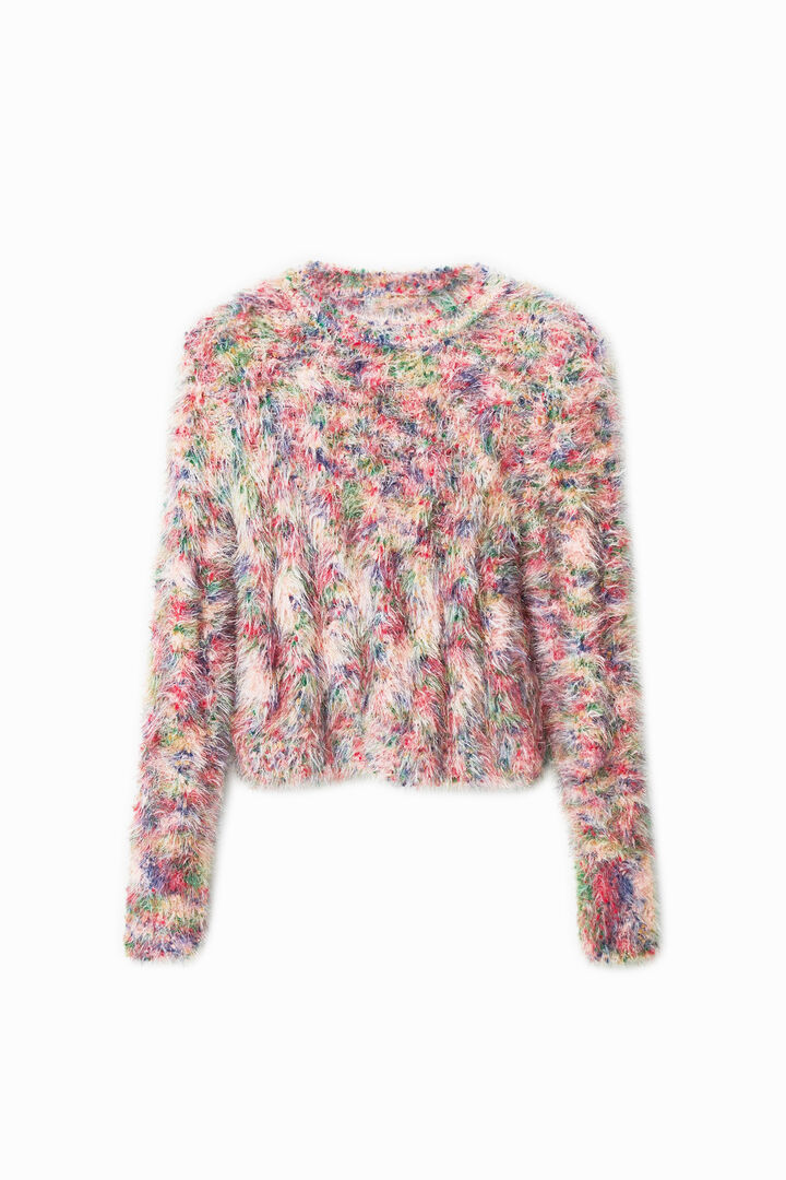 Pull multicolore effet fourrure