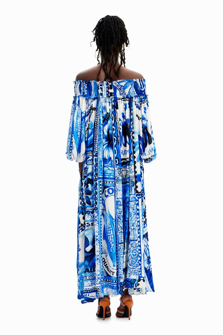 Stella Jean long arty postcard dress | Desigual