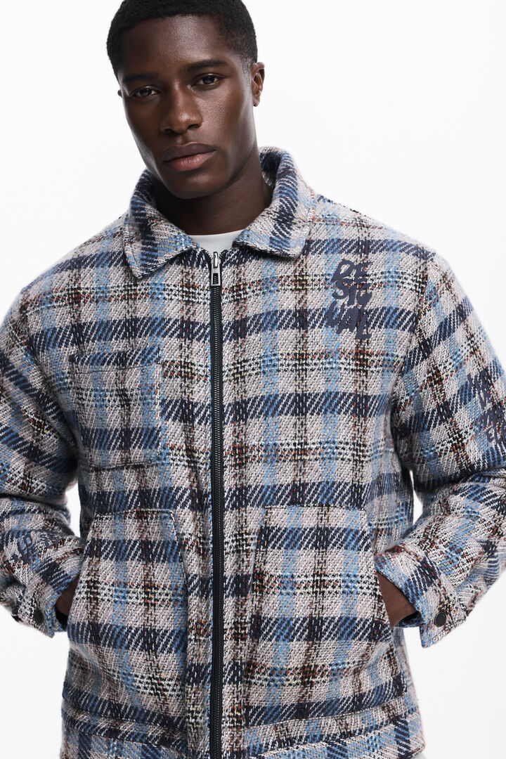 Marynarka w kratę z kieszeniami