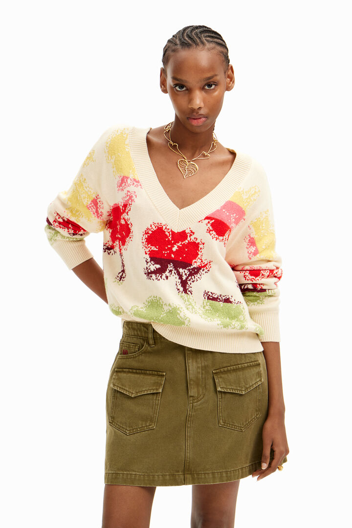 Oversize-Pullover Blumen