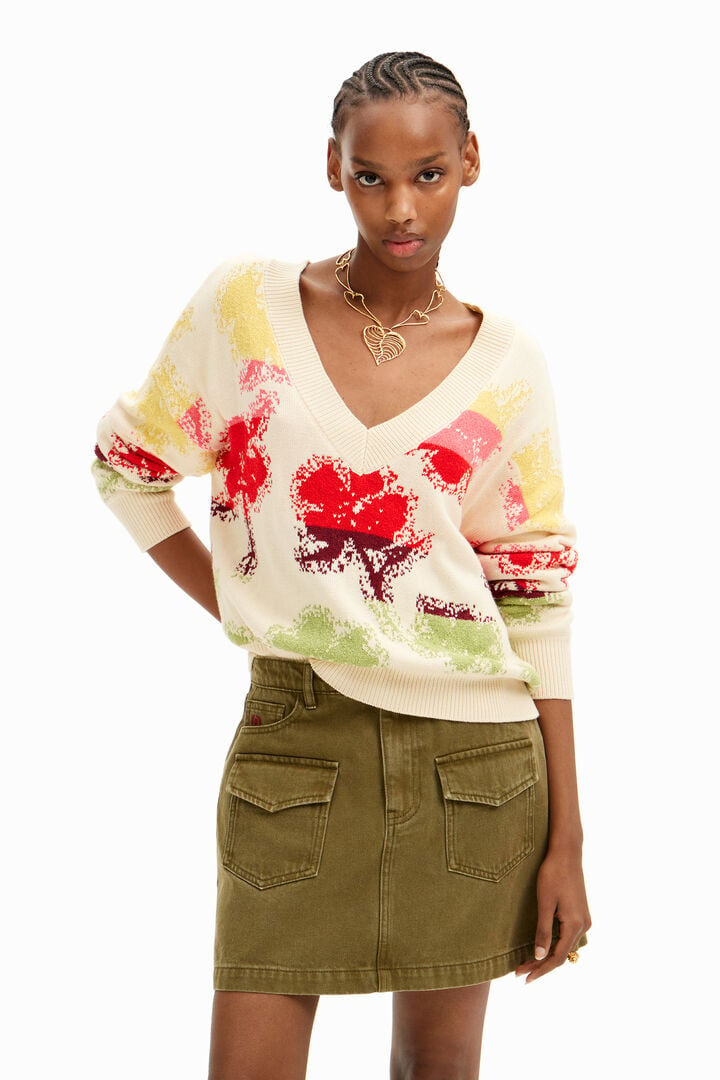 Oversize floral pullover