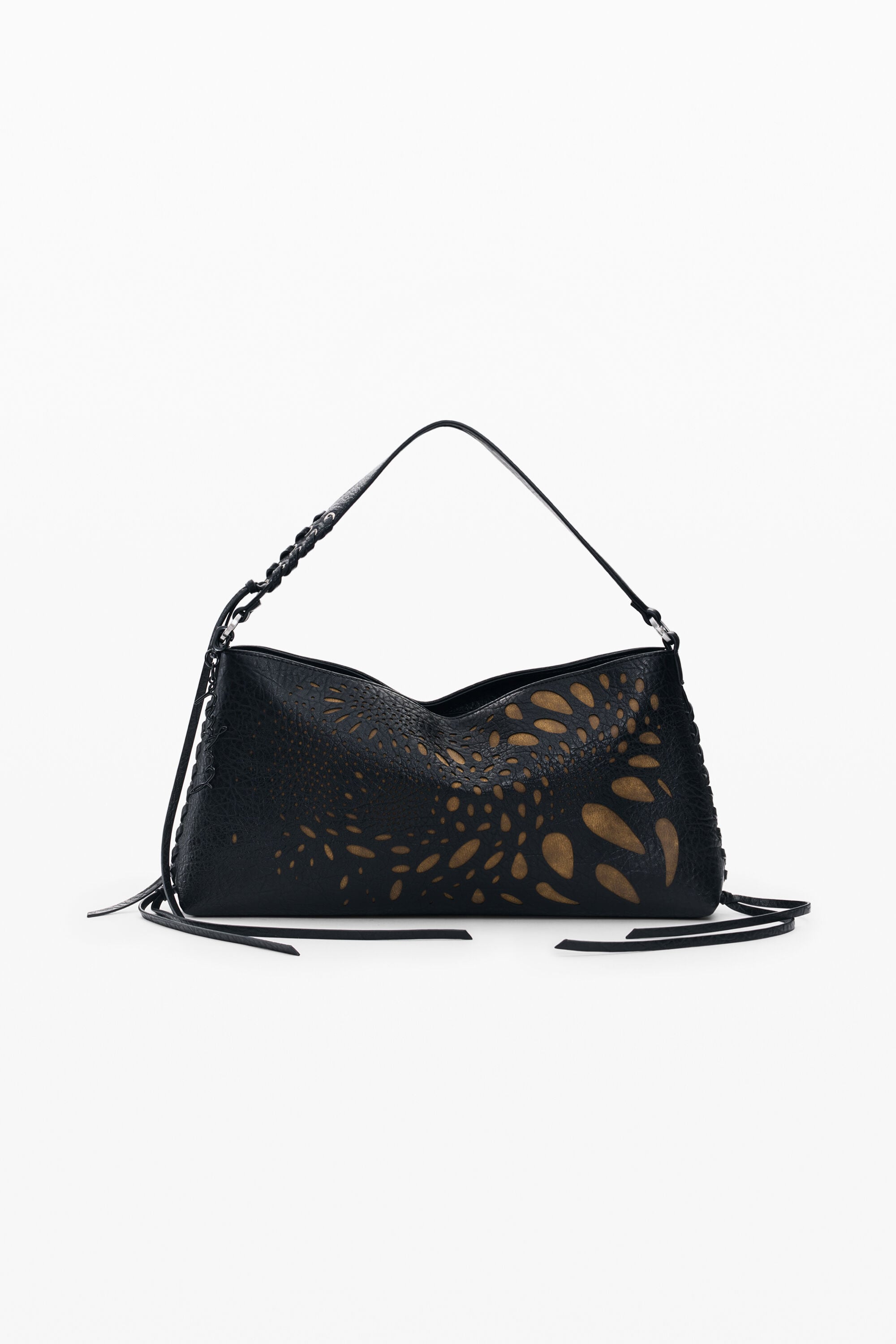 Sac épaule moyen ajouré, PolyurÉThane, Noir, U