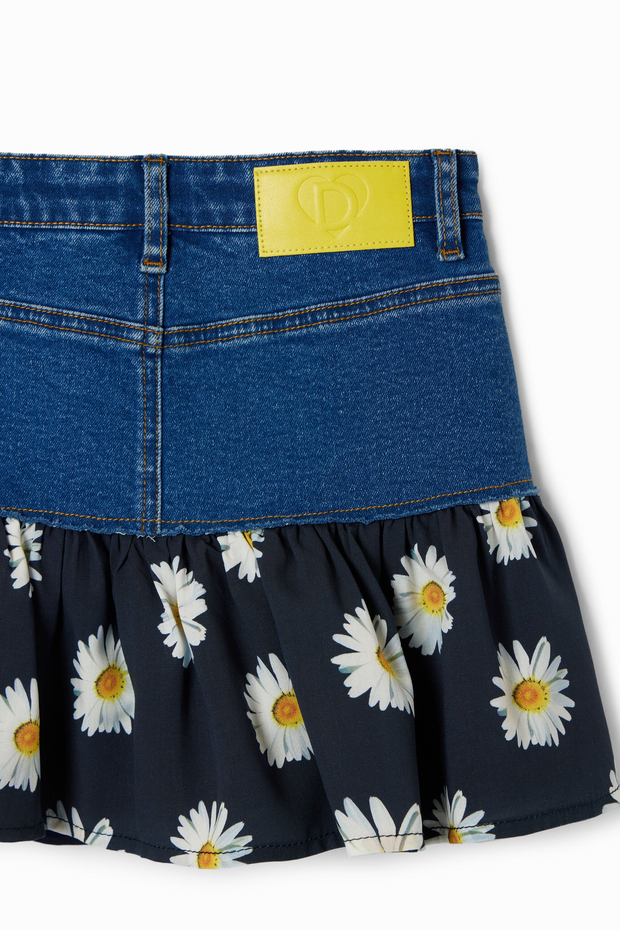 Girls' Daisy ruffle denim mini skirt I Desigual.com