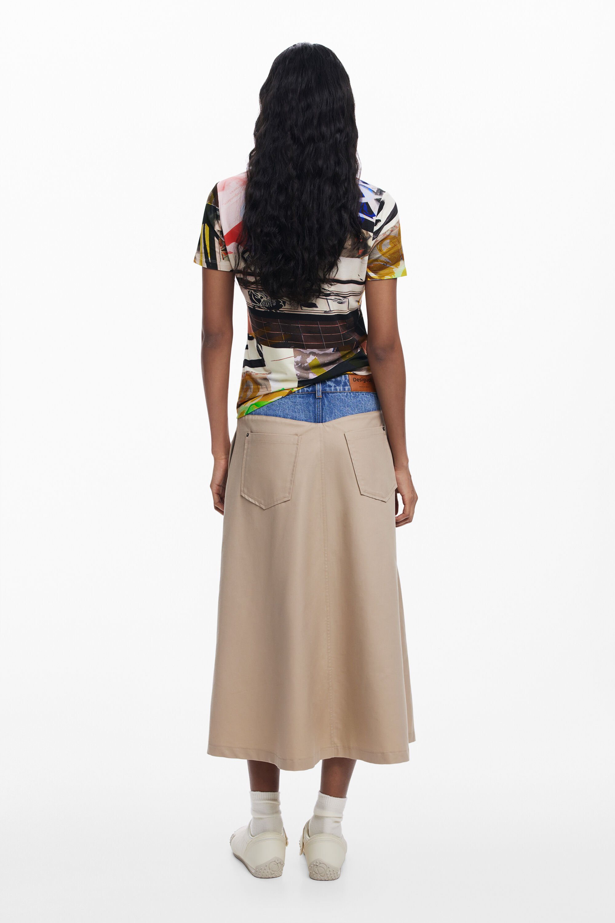 Desigual Abstract Print Cotton Blend T-shirt In Material Finishes