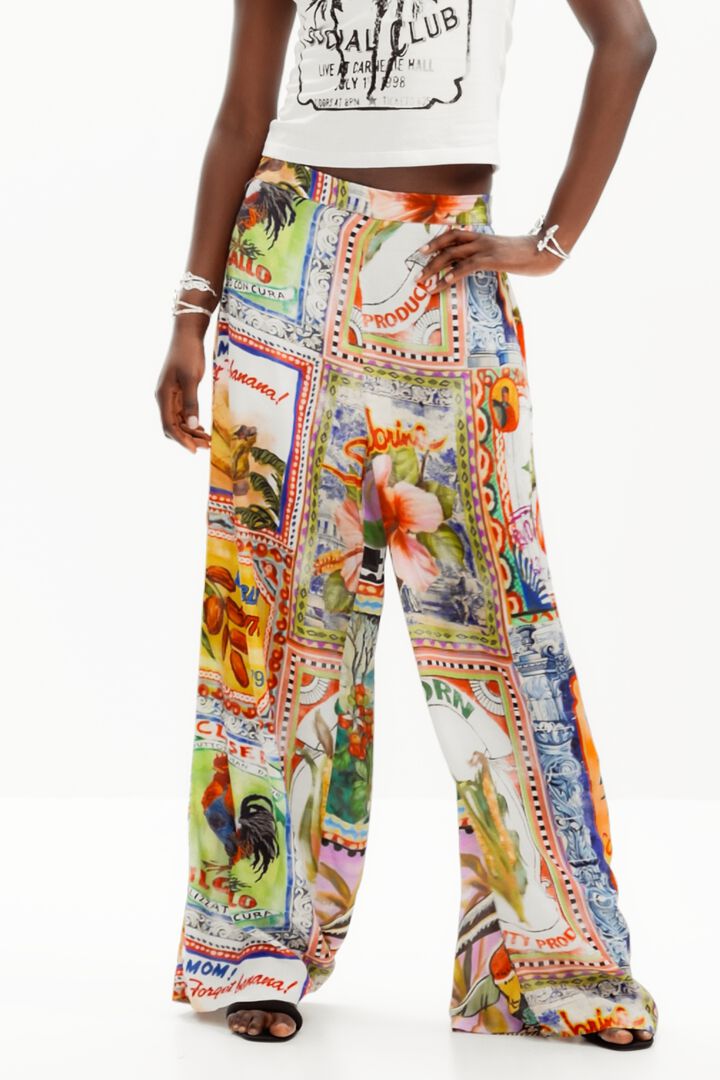 Pantalón wide leg postales Stella Jean | Desigual