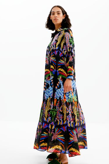 Vestido maxi camisero Stella Jean | Desigual