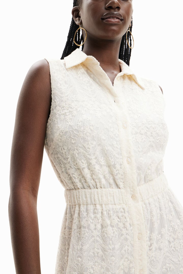 Vestido largo camisero bordados | Desigual