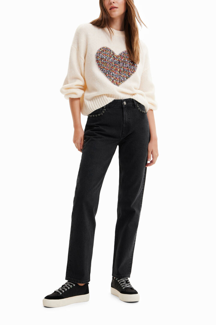 Calças de ganga Straight strass | Desigual