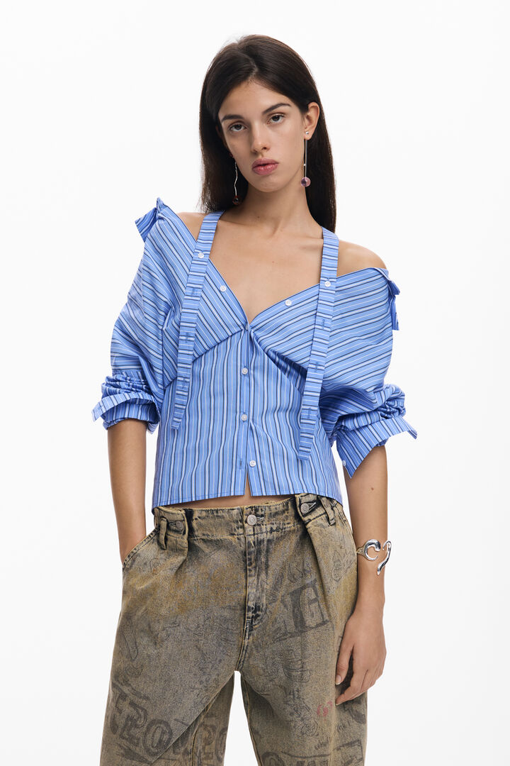 Striped neckline shirt