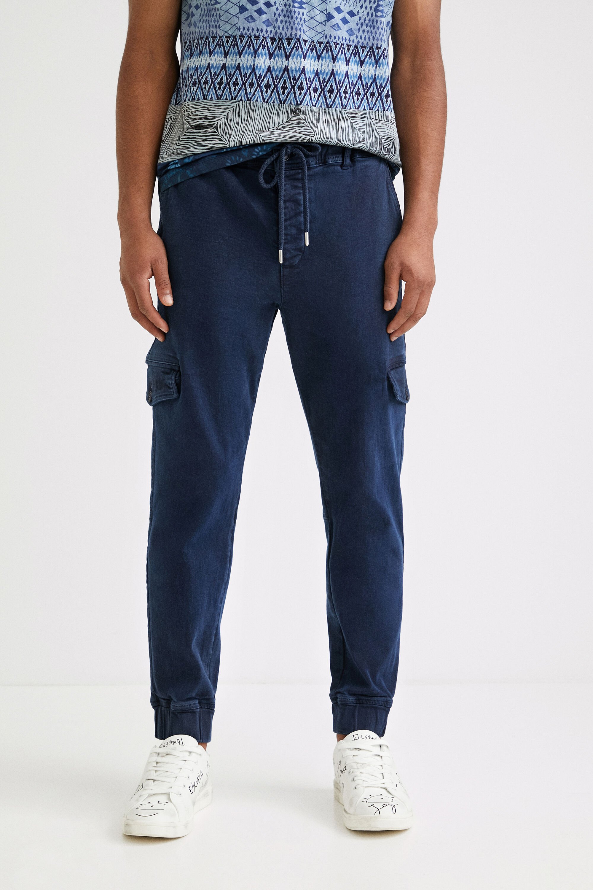 Shop Desigual Pocket Joggers In Blue