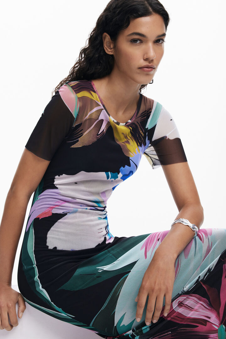 Watercolor floral fitted dress | Desigual