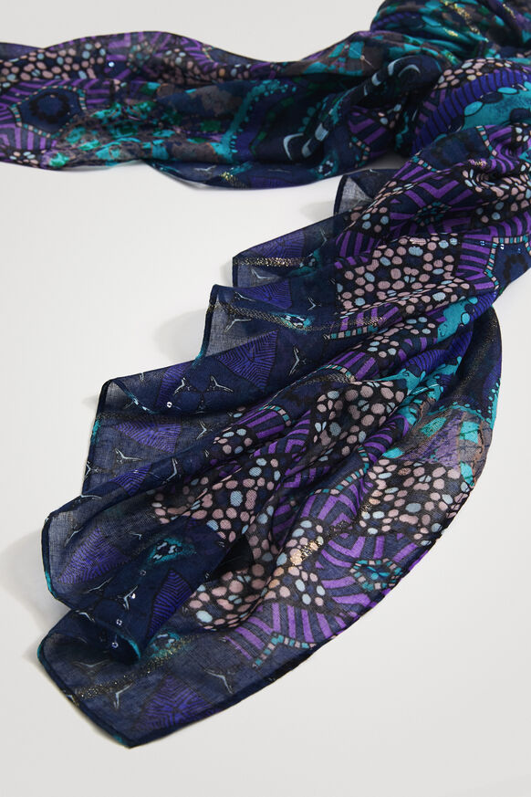 Rectangular Lurex print foulard | Desigual