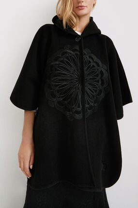 Embroidered poncho with hood