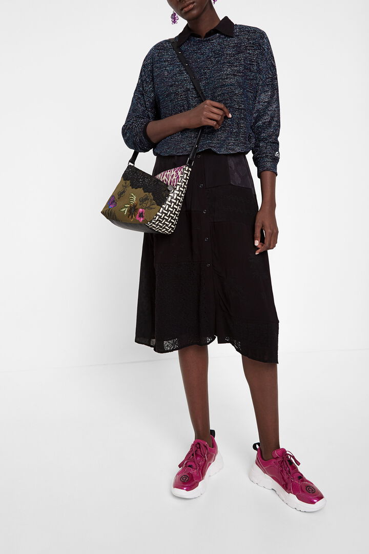 Mini kabelka patchwork z tkanin a textur | Desigual