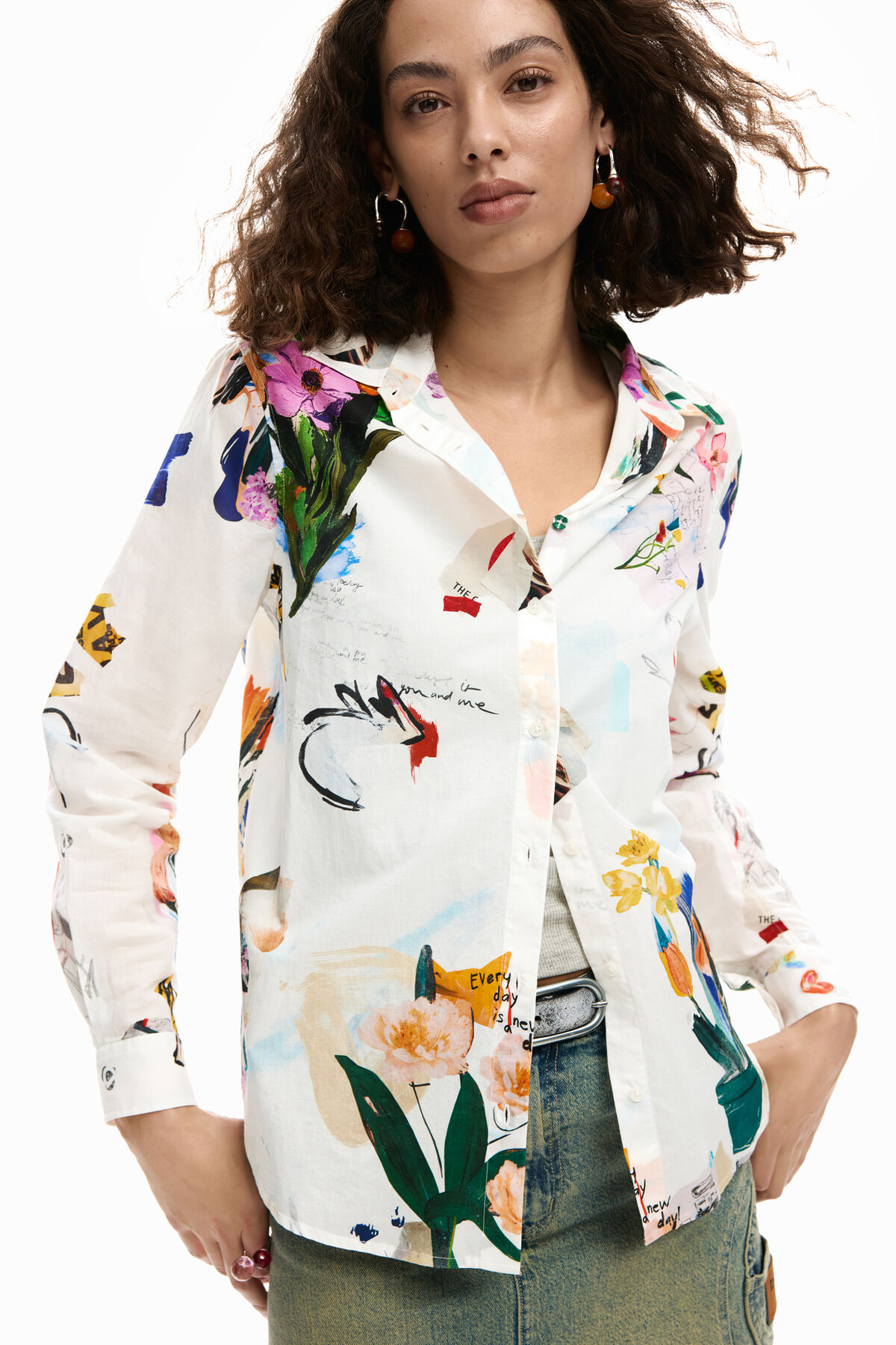 花柄コラージュシャツ ホワイト 女性用 I Desigual.com