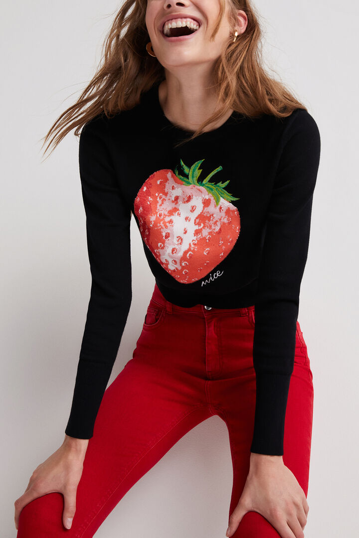 Cropped strawberry jumper | Desigual