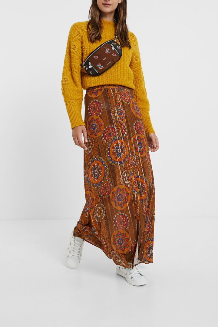 Falda larga viscosa lúrex | Desigual