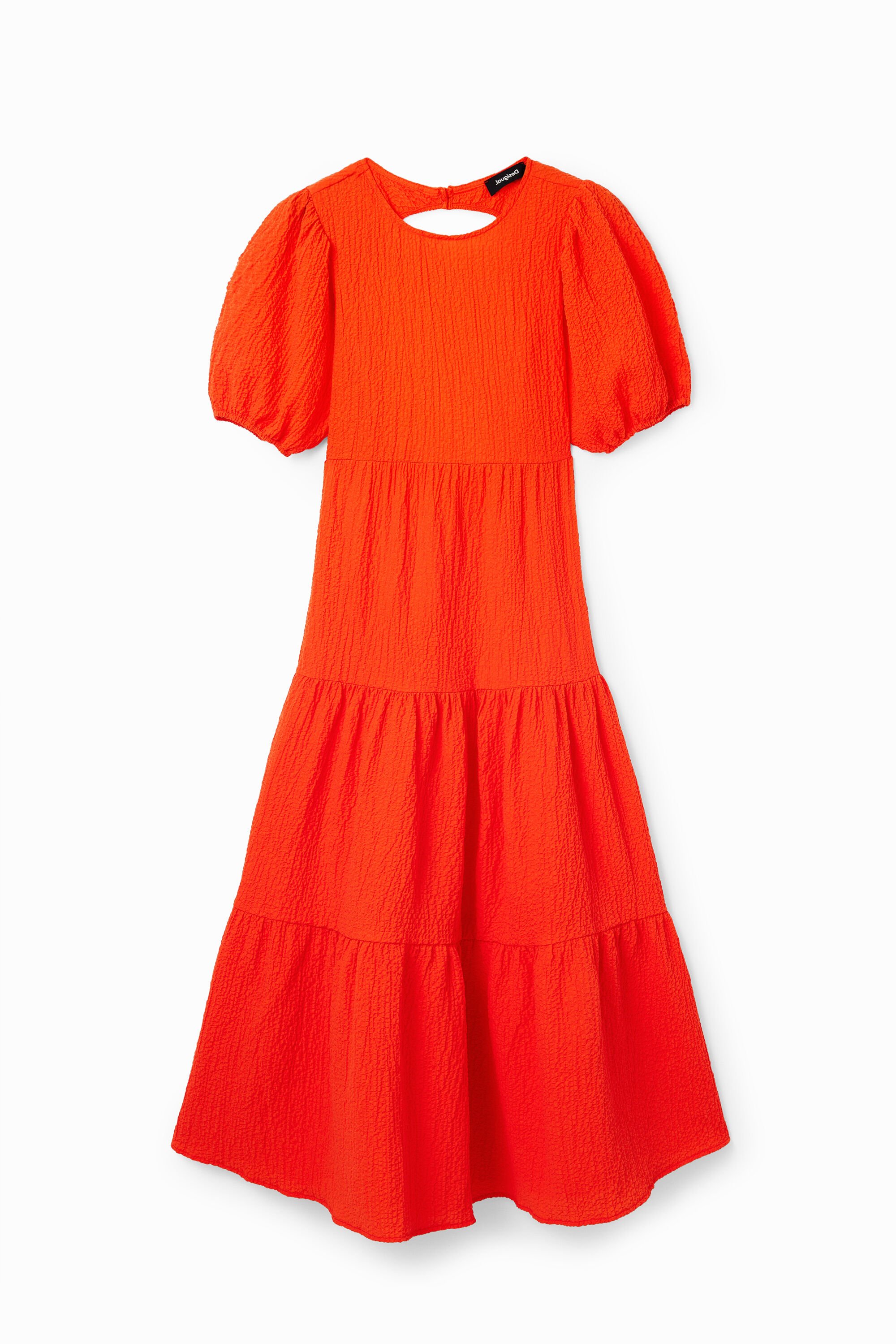 Back neckline midi dress - ORANGE - XXL