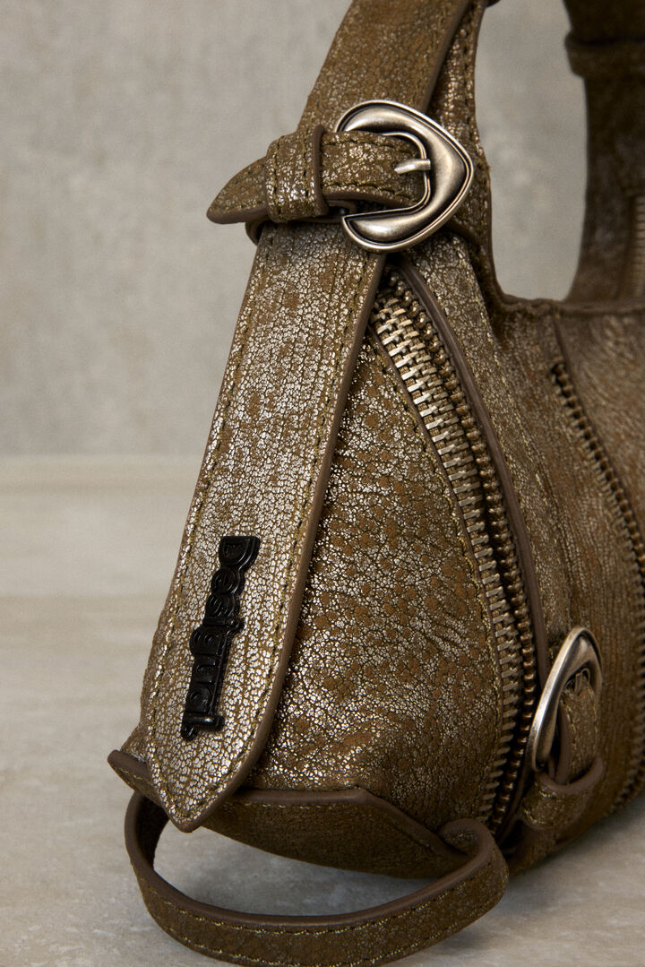 Mittelgroße Tasche aus metallisiertem Leder Studio | Desigual