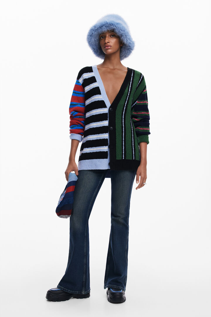 Striped knit cardigan