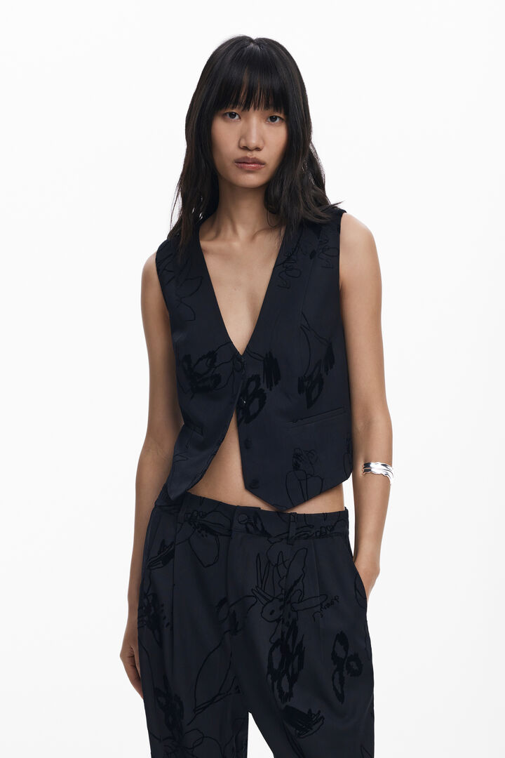 Flocked floral pants | Desigual