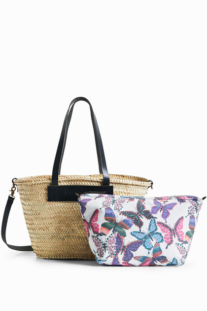 Large basket with contrasting straps