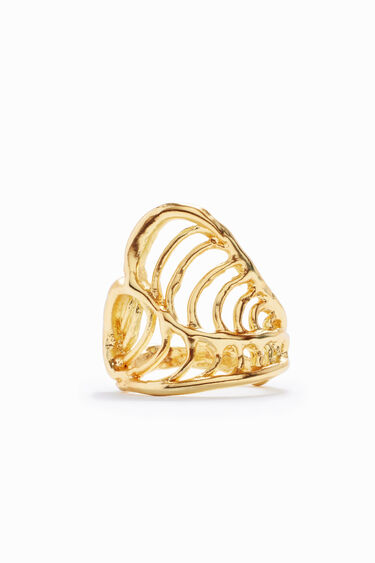 Zalio gold-plated leaf heart ring | Desigual