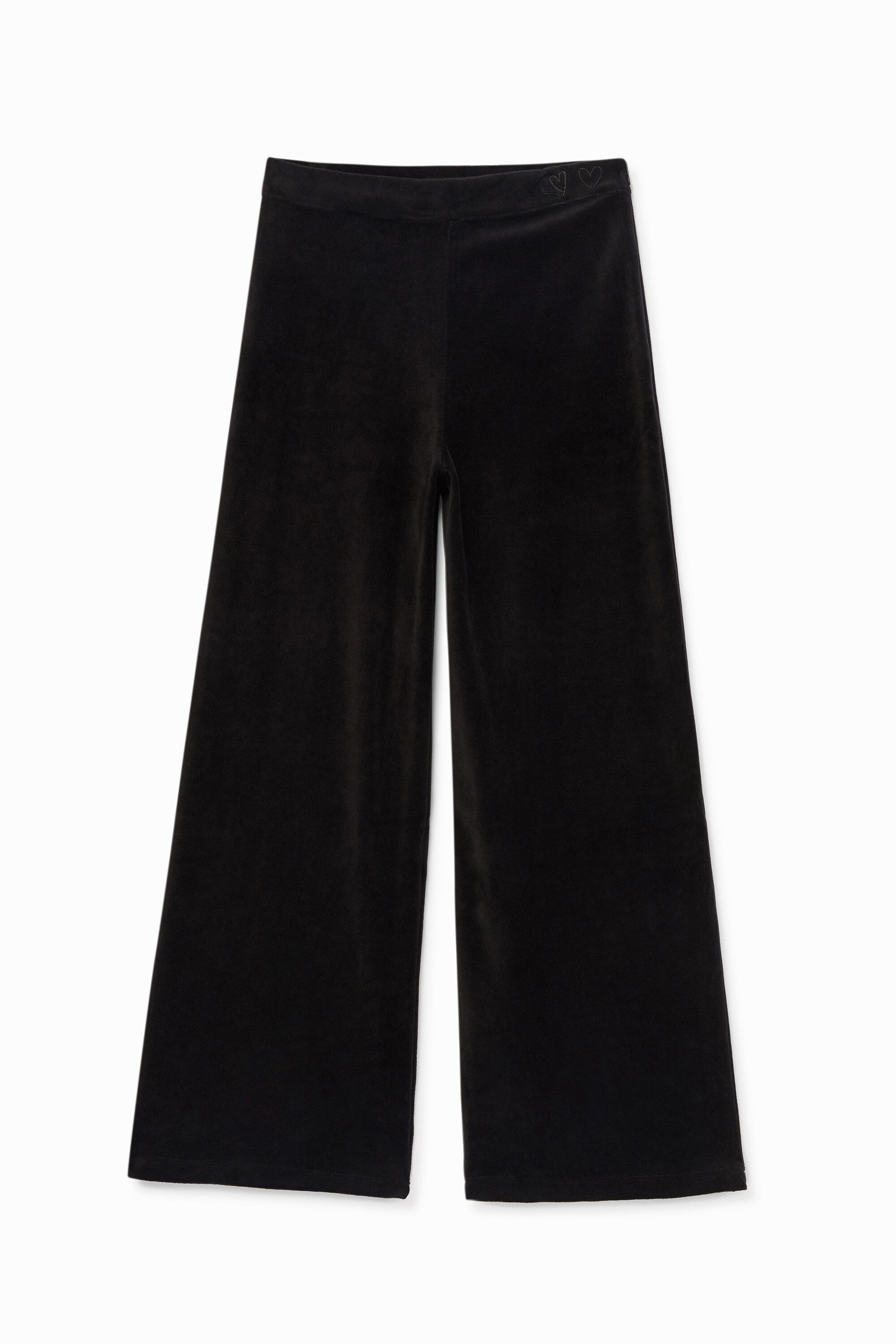Desigual Velvet Flared Trousers In Black