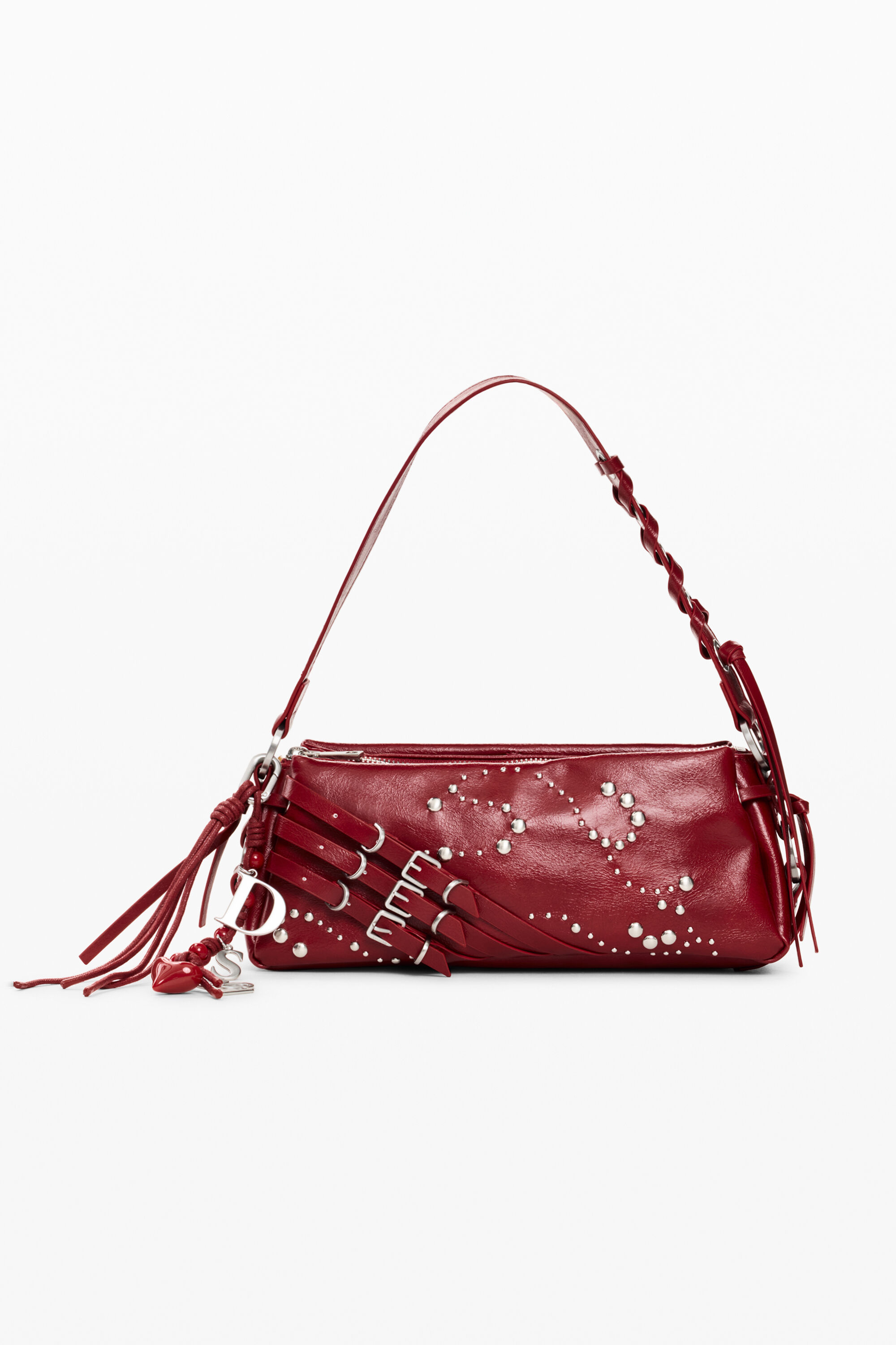 Bolso Efecto Piel Pequeño, Poliuretano, Rojo, U