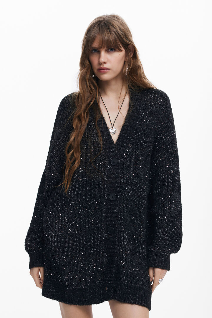 Chaqueta punto cuello en V