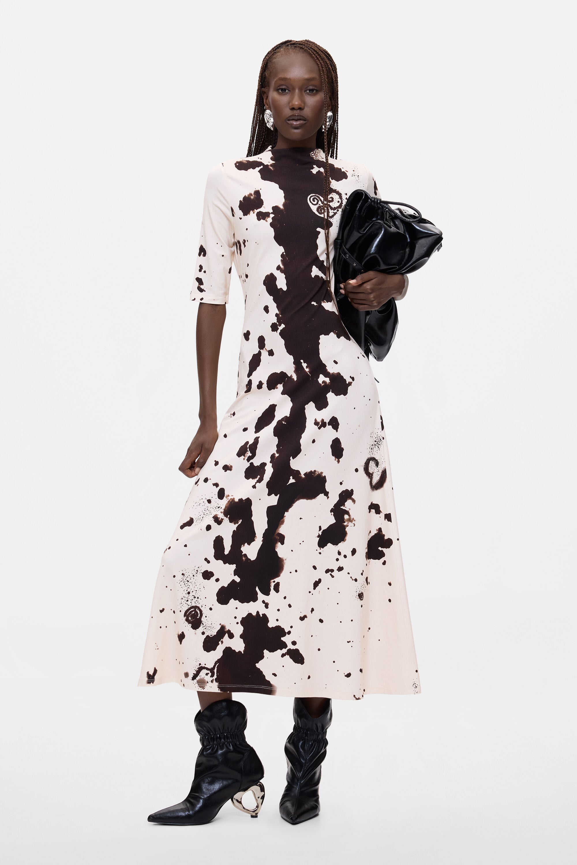 Desigual, Vestido Estampado Manga Larga, Mujer, Viscosa, Blanco